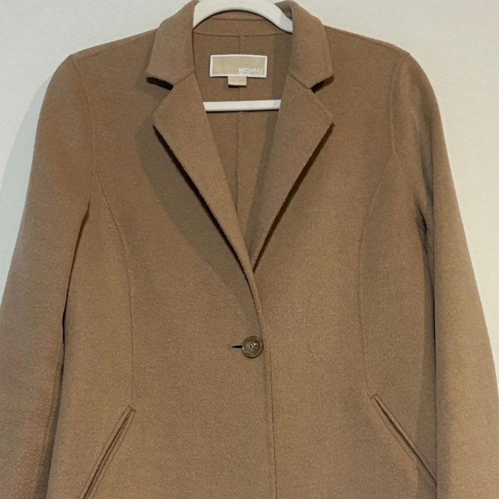 Michael Kors wool blend notch-lapel coat camel-colored